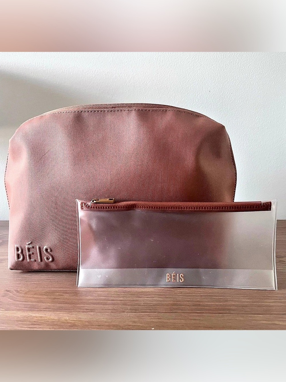 BÉIS Camel Large Cosmetic Pouch